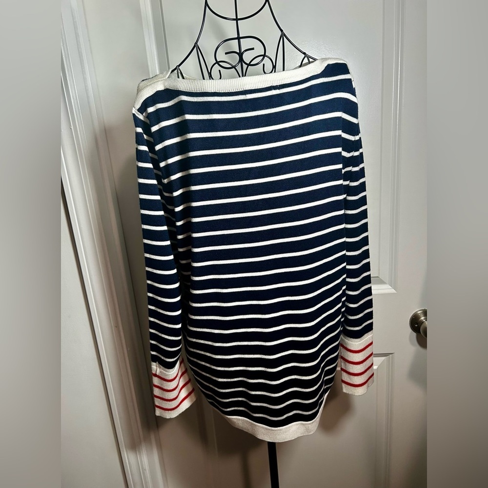 Dressbarn Striped Navy and White Sweater w/ Red
